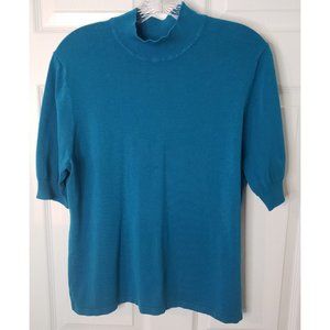 Coldwater Creek Short Sleeve Sweater, size Large, Turquoise